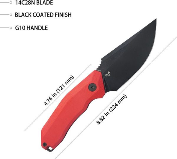 Kubey Basilisk Fixed Blade Drop Point Red G10