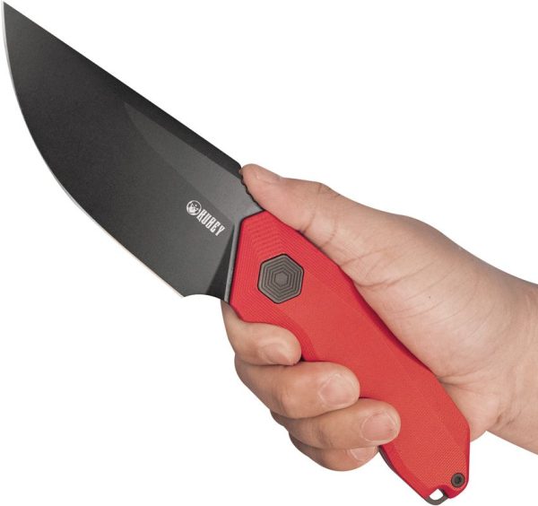 Kubey Basilisk Fixed Blade Drop Point Red G10