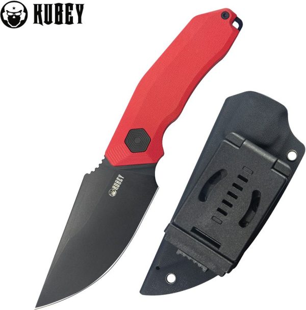 Kubey Basilisk Fixed Blade Drop Point Red G10