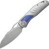 KB Knives Sudden Framelock Folding Knife CPM-20CV Gray Titanium Timascus