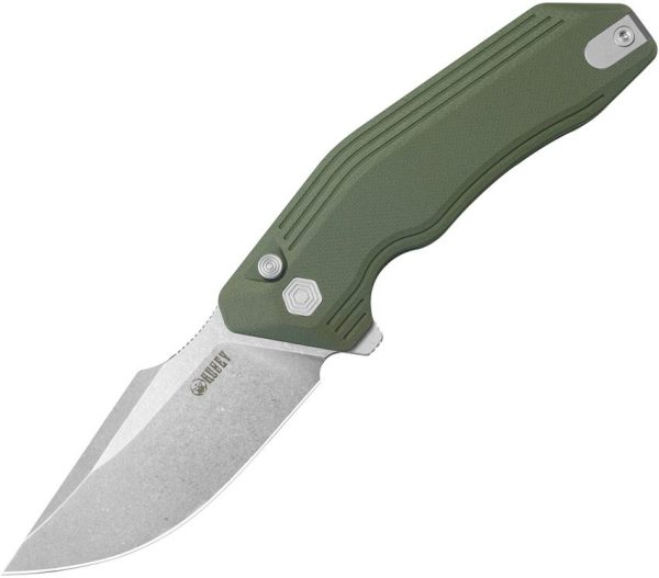 KUB391B.jpg Kubey Basilisk Button Lock OD Green G10 EDC