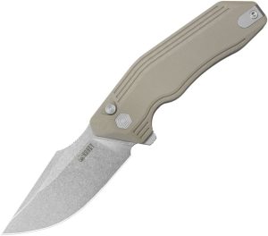 Kubey Basilisk Button Lock Tan G10 EDC