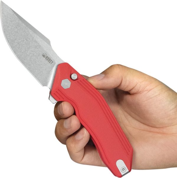Kubey Basilisk Button Lock Red G10 Folding Knife