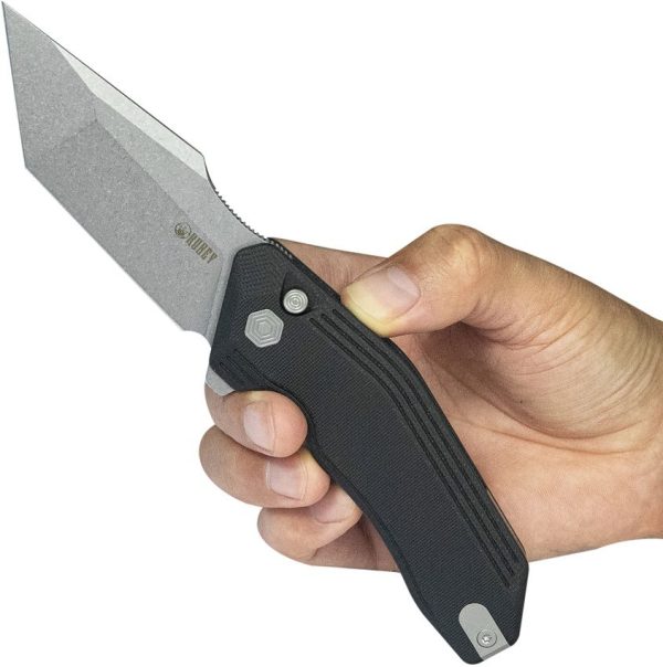 Kubey Yokai Button Lock Black Tanto Folding Knife