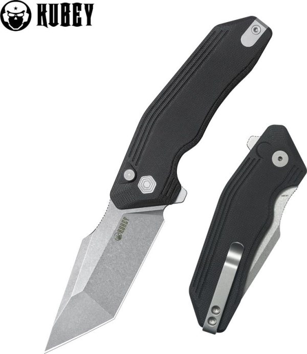 Kubey Yokai Button Lock Black Tanto Folding Knife