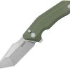 Kubey Yokai Button Lock OD Green Tanto Folding Knife
