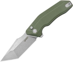 Kubey Yokai Button Lock OD Green Tanto Folding Knife