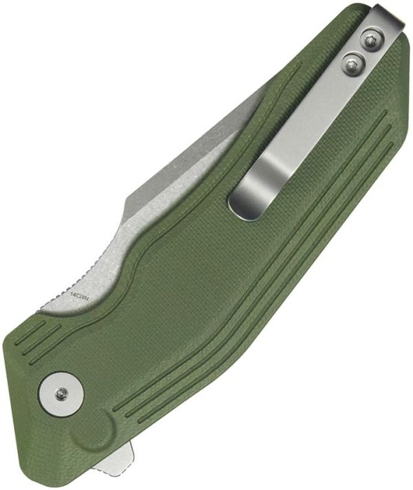 Kubey Yokai Button Lock OD Green Tanto Folding Knife