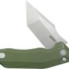 Kubey Yokai Button Lock OD Green Tanto Folding Knife