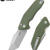 Kubey Yokai Button Lock OD Green Tanto Folding Knife