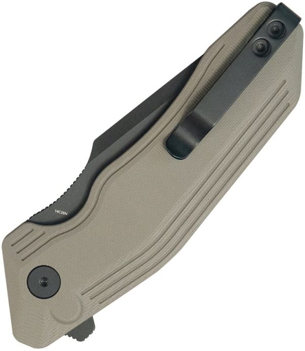 Kubey Yokai Button Lock Tan Tanto Folding Knife