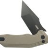 Kubey Yokai Button Lock Tan Tanto Folding Knife