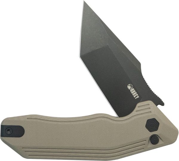 Kubey Yokai Button Lock Tan Tanto Folding Knife