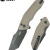 Kubey Yokai Button Lock Tan Tanto Folding Knife