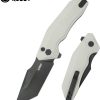 Kubey Yokai Button Lock White Tanto Folding Knife