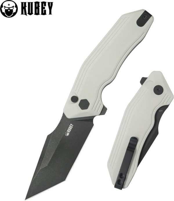 Kubey Yokai Button Lock White Tanto Folding Knife