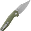 Kubey Hades Button Lock OD Green Clip Point Knife