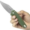Kubey Hades Button Lock OD Green Clip Point Knife