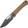 Kubey TBO Crossbar Lock Tan Micarta Clip Point Knife