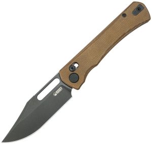 Kubey TBO Crossbar Lock Tan Micarta Clip Point Knife