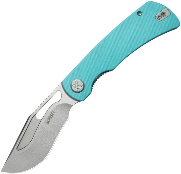 KUB397B.jpg Kubey Gurkha Linerlock Kukri - Tiffany Blue G10