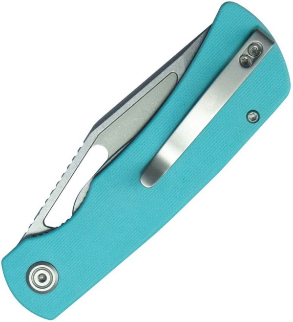 KUB397B_add_01.jpg Kubey Gurkha Linerlock Kukri - Tiffany Blue G10