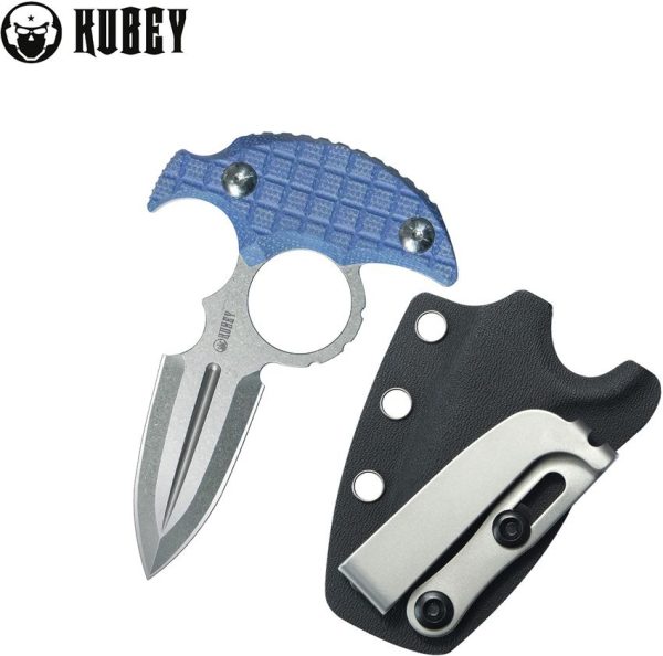 Kubey Cavy Push Dagger Blue G10 Fixed Blade Knife
