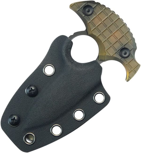 Kubey Cavy Push Dagger Ultem Black Stonewash Fixed Blade