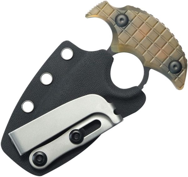 Kubey Cavy Push Dagger Ultem Black Stonewash Fixed Blade