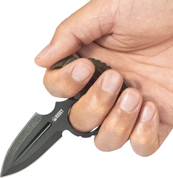 Kubey Cavy Push Dagger Ultem Black Stonewash Fixed Blade