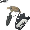 Kubey Cavy Push Dagger Ultem Black Stonewash Fixed Blade