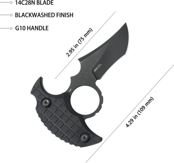 Kubey Stheno Push Dagger Black G10 Fixed Blade Knife