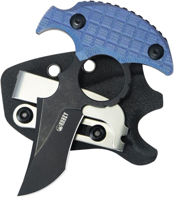 Kubey Stheno Push Dagger Blue Micarta Fixed Blade Knife