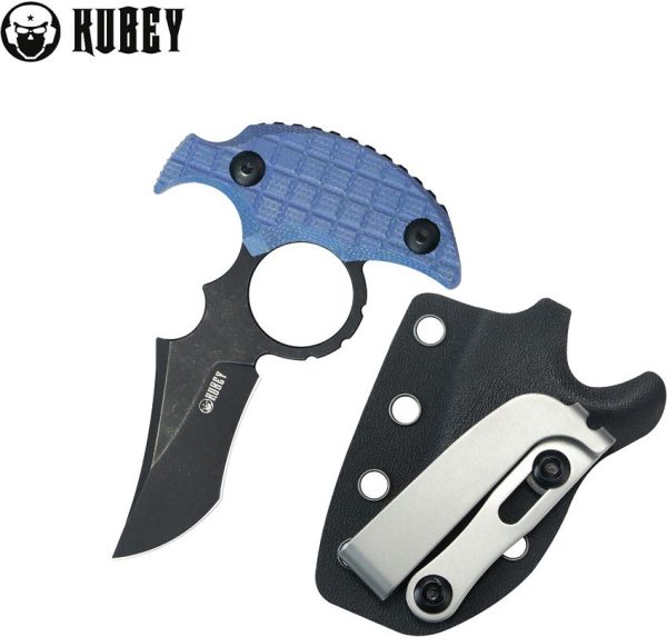Kubey Stheno Push Dagger Blue Micarta Fixed Blade Knife