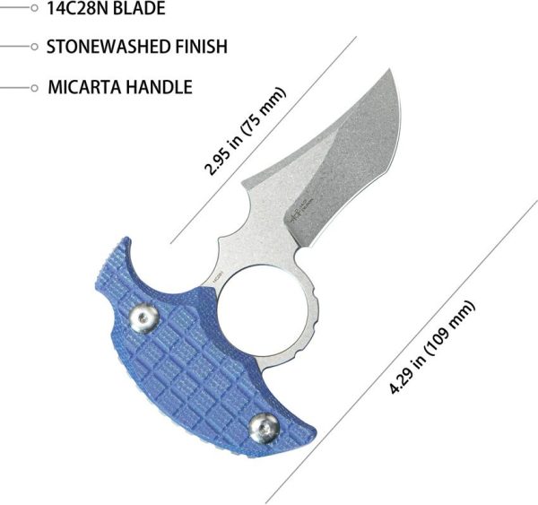 Kubey Stheno Push Dagger Blue Micarta Full Tang