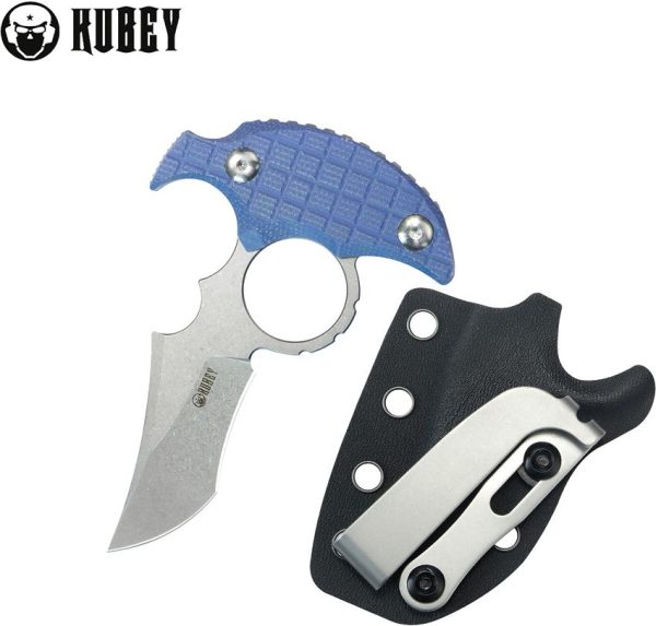 Kubey Stheno Push Dagger Blue Micarta Full Tang
