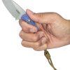 Kubey Bloom Fixed Blade Blue Micarta 14C28N