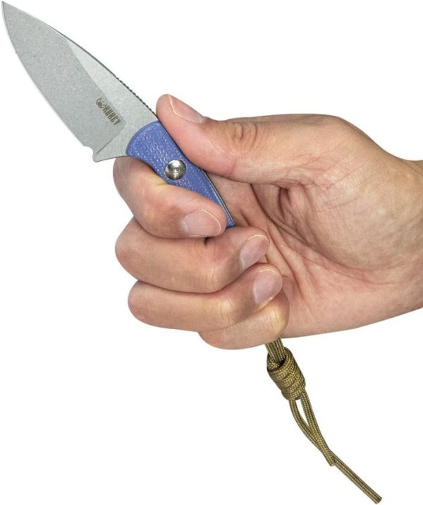 Kubey Bloom Fixed Blade Blue Micarta 14C28N