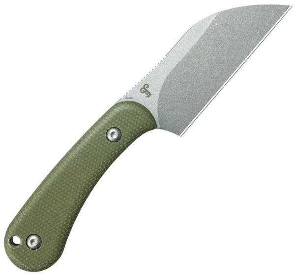 Kubey Rockhopper Wharncliffe Fixed Blade - Green Micarta