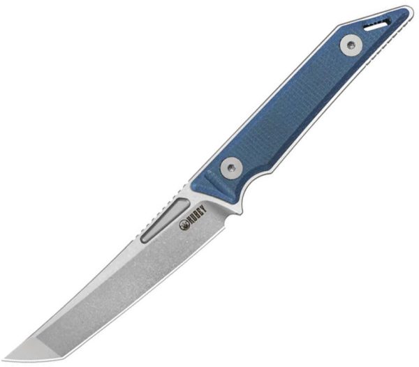 Kubey Goliath Fixed Blade 3in Tanto Blue Micarta