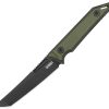 Kubey Goliath Fixed Blade BlackWash Tanto Green Micarta
