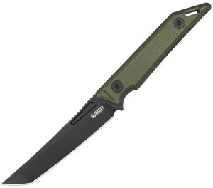 Kubey Goliath Fixed Blade BlackWash Tanto Green Micarta
