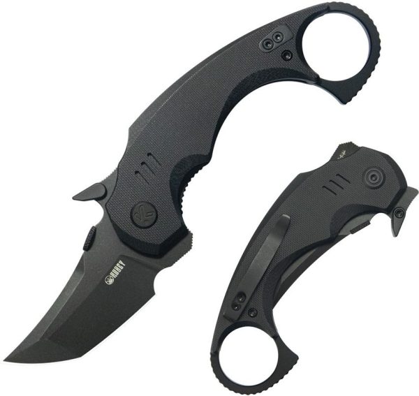 Kubey Jaw Karambit - Black G10 Stonewash Tanto