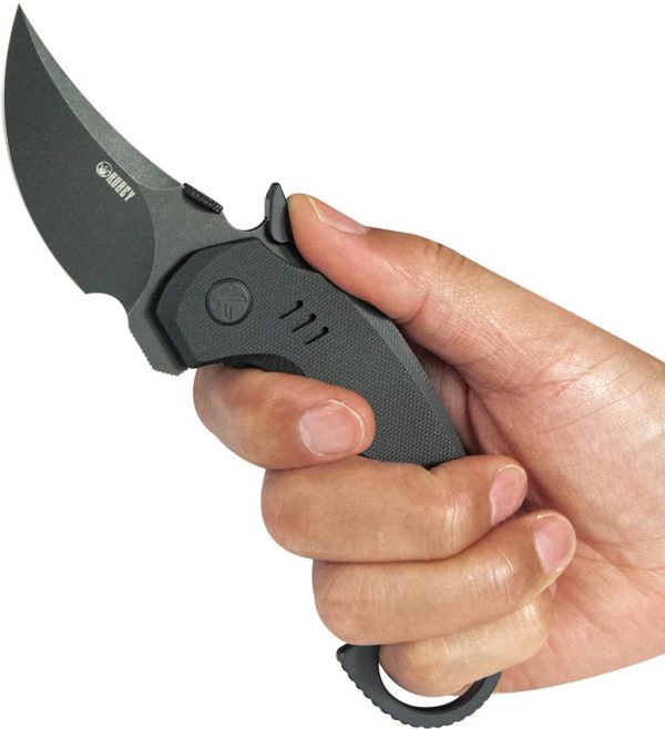 Kubey Jaw Pikal Karambit Linerlock - Black G10