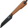 Kubey Yag Fixed Blade 2.38" BlackWash 14C28N Brown Micarta w/ Sheath