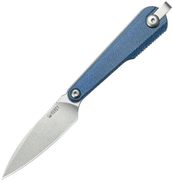Kubey Yag Wharncliffe Fixed Blade - Blue Micarta