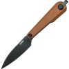 Kubey Yag Fixed Blade Knife 2.38" BlackWash 14C28N Brown w/ Sheath