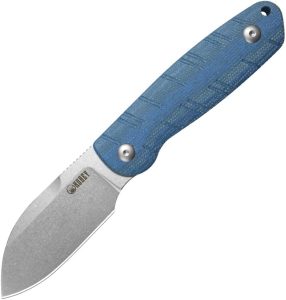 Kubey Microburst Sheepsfoot Fixed Blade - Blue Micarta