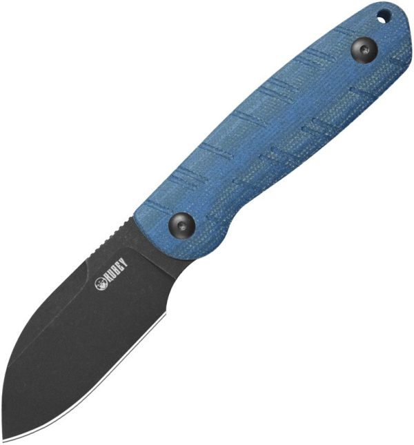KUB455C.jpg Kubey Microburst Fixed Blade Drop Point Blue Micarta
