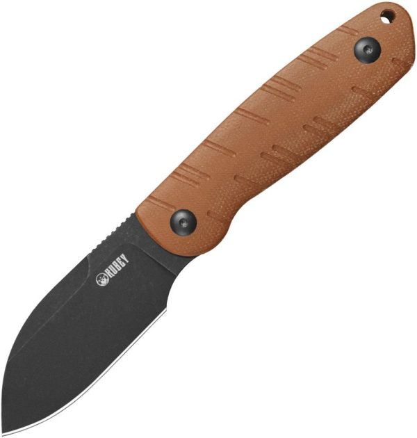 KUB455D.jpg Kubey Microburst Fixed Blade Sheepsfoot Brown Micarta